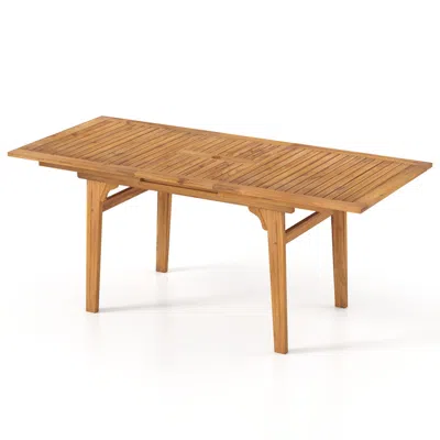 Hivvago 55 Inch Patio Dining Table Expandable For 6-8 People With Umbrella Hole In Brown