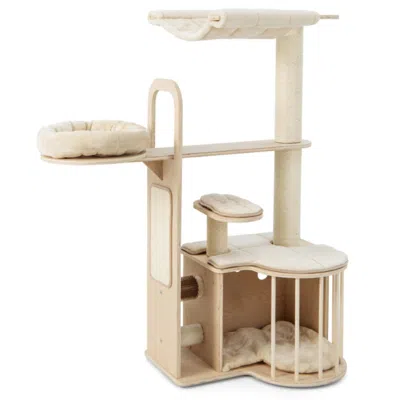 Hivvago 55 Inch Tall Multi-level Cat Tree With Washable Removable Cushions