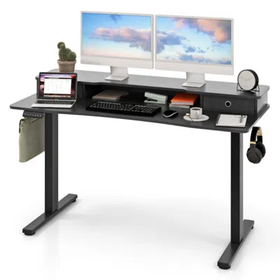 Hivvago 55 Inch X 24 Inch Height Adjustable Electric Standing Desk With 2 Drawers In Black
