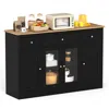 Hivvago 55" Large Buffet Sideboard Kitchen Storage Cabinet With 3 Drawers 2 See-through Doors Adjustable She