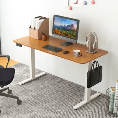 Hivvago 55 X 24 Inches Sit Stand Home Office Desk With 3 Memory Height Settings-natural