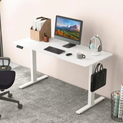 Hivvago 55 X 24 Inches Sit Stand Home Office Desk With 3 Memory Height Settings-white