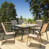 Hivvago 55 X 35 Inch Patio Dining Rectangle Tempered Glass Table With Umbrella Hole