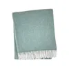 Hivvago 55" X 70" Sage And White Cotton Blend Woven Herringbone Plush Throw Blanket With Fringe