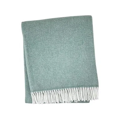Hivvago 55" X 70" Sage And White Cotton Blend Woven Herringbone Plush Throw Blanket With Fringe