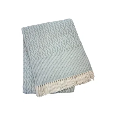 Hivvago 55" X 70" Sky Blue Cotton Blend Woven Plush Throw Blanket With Fringe