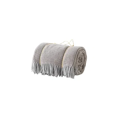 Hivvago 55" X 70" Taupe And Gray Cotton Blend Woven Checkered Plush Throw Blanket With Fringe