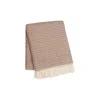 Hivvago 55" X 70" Terra Cotta Cotton Blend Woven Plush Throw Blanket With Fringe In Brown