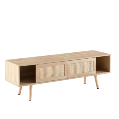 Hivvago 55.12 Inch Rattan Tv Cabinet For Living Room In Brown