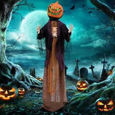 Hivvago 5.6 Feet Halloween Animated Standing Pumpkin Scarecrow In Multi