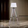 Hivvago 56 Inch Floor Lamp, White Tapered Drum Shade, Weathered Gray Tripod Base In Multi