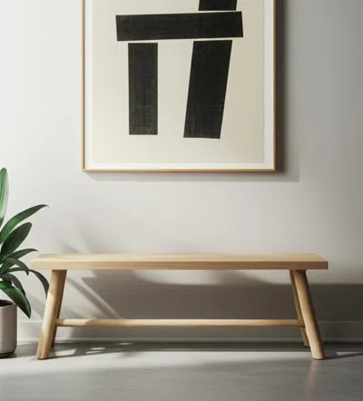 Hivvago 56" Natural Distressed Solid Wood Live Edge Bench In Nude