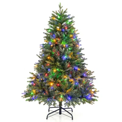 Hivvago 5/6/7 Feet Pre-lit Artificial Christmas Tree With Branch Tips And Led Lights-5 Ft In Green
