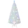 Hivvago 5/6/7 Feet Pre-lit White Artificial Christmas Tree With Iridescent Leaves-5 Feet