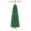 Hivvago 5/6/7/8 Ft Pre-lit Christmas Pencil Tree With Colorful Fiber Optics Green-5 Ft