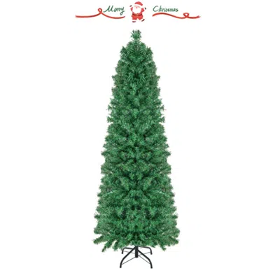 Hivvago 5/6/7/8 Ft Pre-lit Christmas Pencil Tree With Colorful Fiber Optics Green-5 Ft