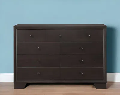 Hivvago 57" Espresso Solid And Manufactured Wood Nine Drawer Double Dresser In Brown