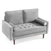 Hivvago 57" Gray And Dark Brown Velvet Loveseat And Toss Pillows In Gray