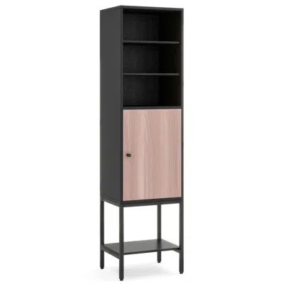 Hivvago 57 Inch Bathroom Tall Cabinet With 1 Door And 4 Shelves Narrow Storage Unit