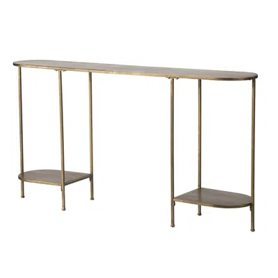 Hivvago 57 Inch Console Table, Oval, Steel Frame, Modern, Bronze Finish