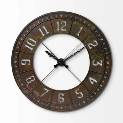 Hivvago 57" Round Industrial Brown Wall Clock
