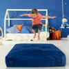 Hivvago 57 X 57 Inch Crash Pad Sensory Mat With Foam Blocks And Washable Velvet Cover-blue