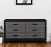 Hivvago 58" Black And Gray Wood Six Drawer Double Dresser In Gray