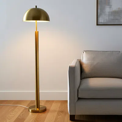 Hivvago 58" Brass Traditional Shaped Floor Lamp With Brass Dome Shade In Gold