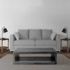 Hivvago 58" Cube Shape Wooden Coffee Table With Open Bottom Shelf, Charcoal Gray In Gray