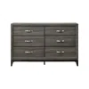 Hivvago 58" Gray Six Drawer Double Dresser In Gray
