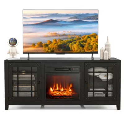 Hivvago 58 Inch Fireplace Tv Stand With Adjustable Shelves For Tvs Up To 65 Inch-black In Multi