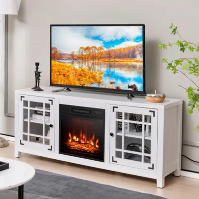 Hivvago 58 Inch Fireplace Tv Stand With Adjustable Shelves For Tvs Up To 65 Inch-white