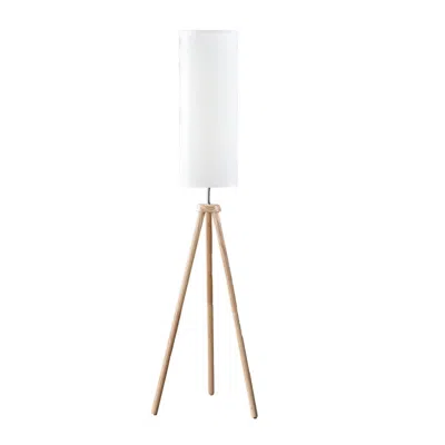 Hivvago 58 Inch Floor Lamp, Tall Glam Drum White Shade, Metal Tripod Body, Brown