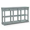 Hivvago 58 Inch Retro Console Table With 3 Drawers And Open Shelves Rectangular Entryway Table-blue