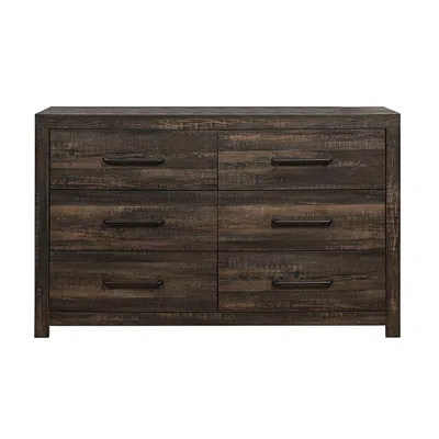 Hivvago 58" Oak Wood Six Drawer Dresser In Brown