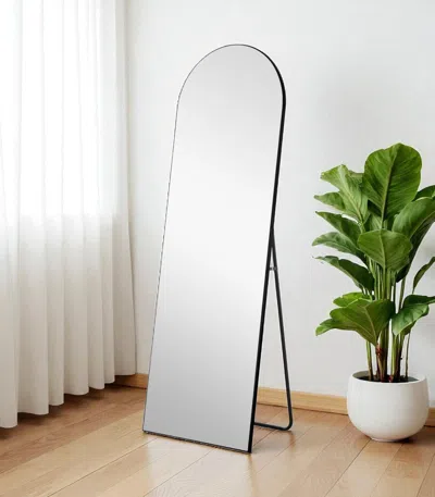 Hivvago 59" Black Wood Arch Freestanding And Wall Mount Accent Mirror In Gray