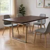 Hivvago 59" Espresso And Silver Solid Wood And Metal Sled Base Dining Table In Brown