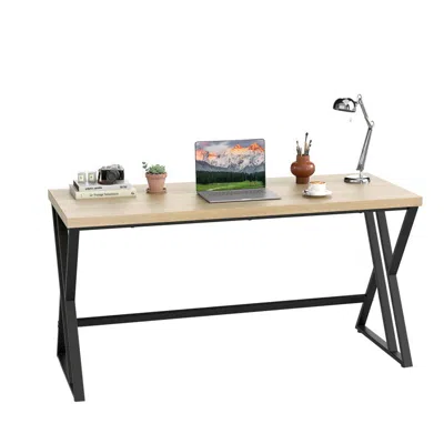 Hivvago 59 Inch Computer Desk With Heavy-duty Metal Frame And Crossbar