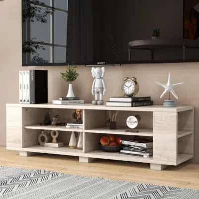 Hivvago 59 Inch Console Storage Entertainment Media Wood Tv Stand-oak