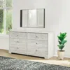 Hivvago 59 Inch Dresser, 6 Drawers, Medallion Design Front, Whitewashed Mdf Frame In White