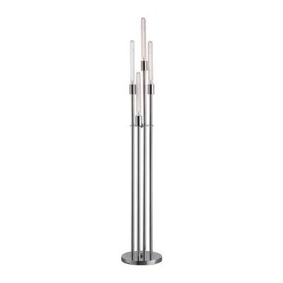 Hivvago 59 Inch Floor Lamp, 4 Led Lights, Metal Round Base, Glossy Nickel Finish