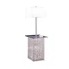 Hivvago 59 Inch Floor Lamp With Glass Tabletop, Crystal Stand, Metal, Clear In Gray
