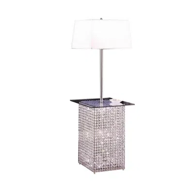 Hivvago 59 Inch Floor Lamp With Glass Tabletop, Crystal Stand, Metal, Clear In Gray