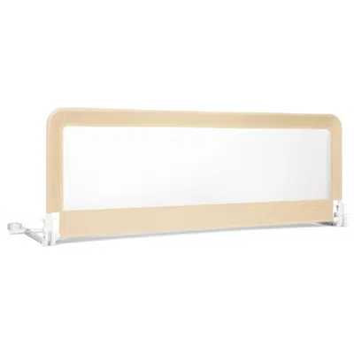 Hivvago 59 Inch Folding Breathable Baby Bed Rail Guard With Safety Strap-beige
