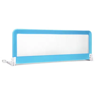 Hivvago 59 Inch Folding Breathable Baby Bed Rail Guard With Safety Strap-blue
