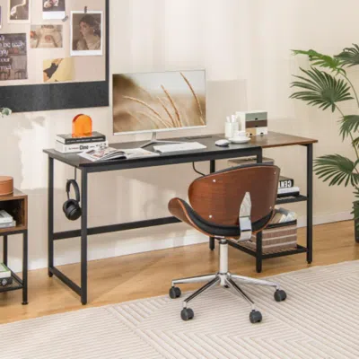 Hivvago 59 Inch Home Office Computer Desk With Removable Storage Shelves-black