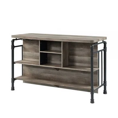 Hivvago 59 Inch Kitchen Island With 2 Shelves, Industrial Antique Oak Brown, Gray