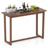 Hivvago 59 Inch Outdoor Bar Table With Slatted Top In Brown