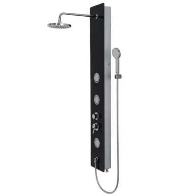 Hivvago 59 Inch Tempered Glass Shower Panel With Hand Shower In Black