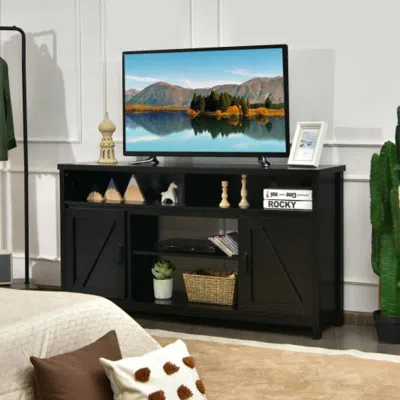 Hivvago 59 Inch Tv Stand Media Center Console Cabinet With Barn Door For Tv's 65 Inch-black
